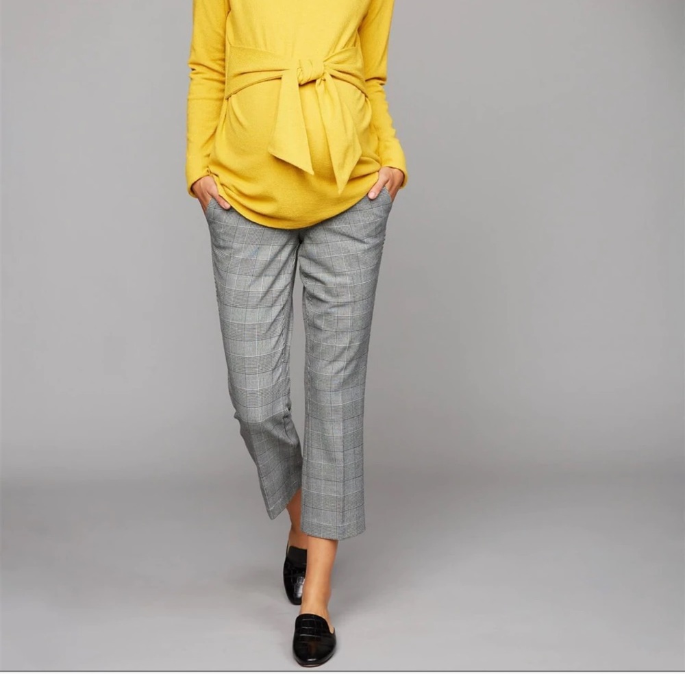 A PEA IN THE POD twill plaid trousers, straight leg opening, secret belly fit